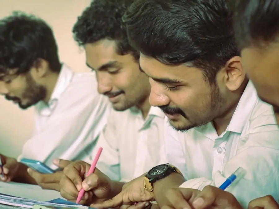 Students taking notes during a class