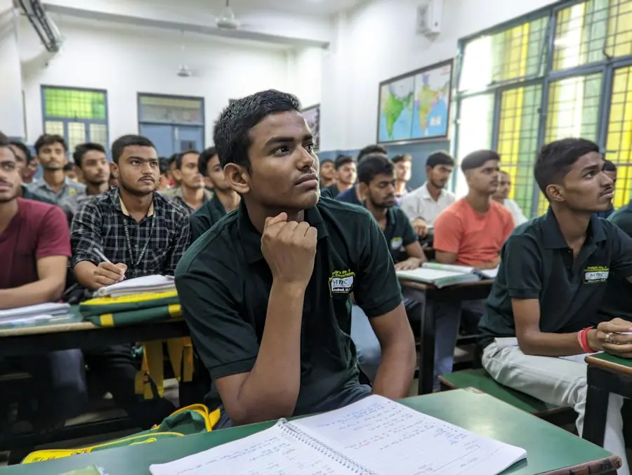 Learners at their desks in a classroom