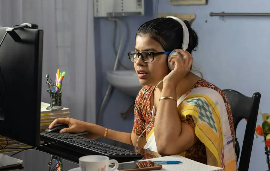 Focused individual work at a computer